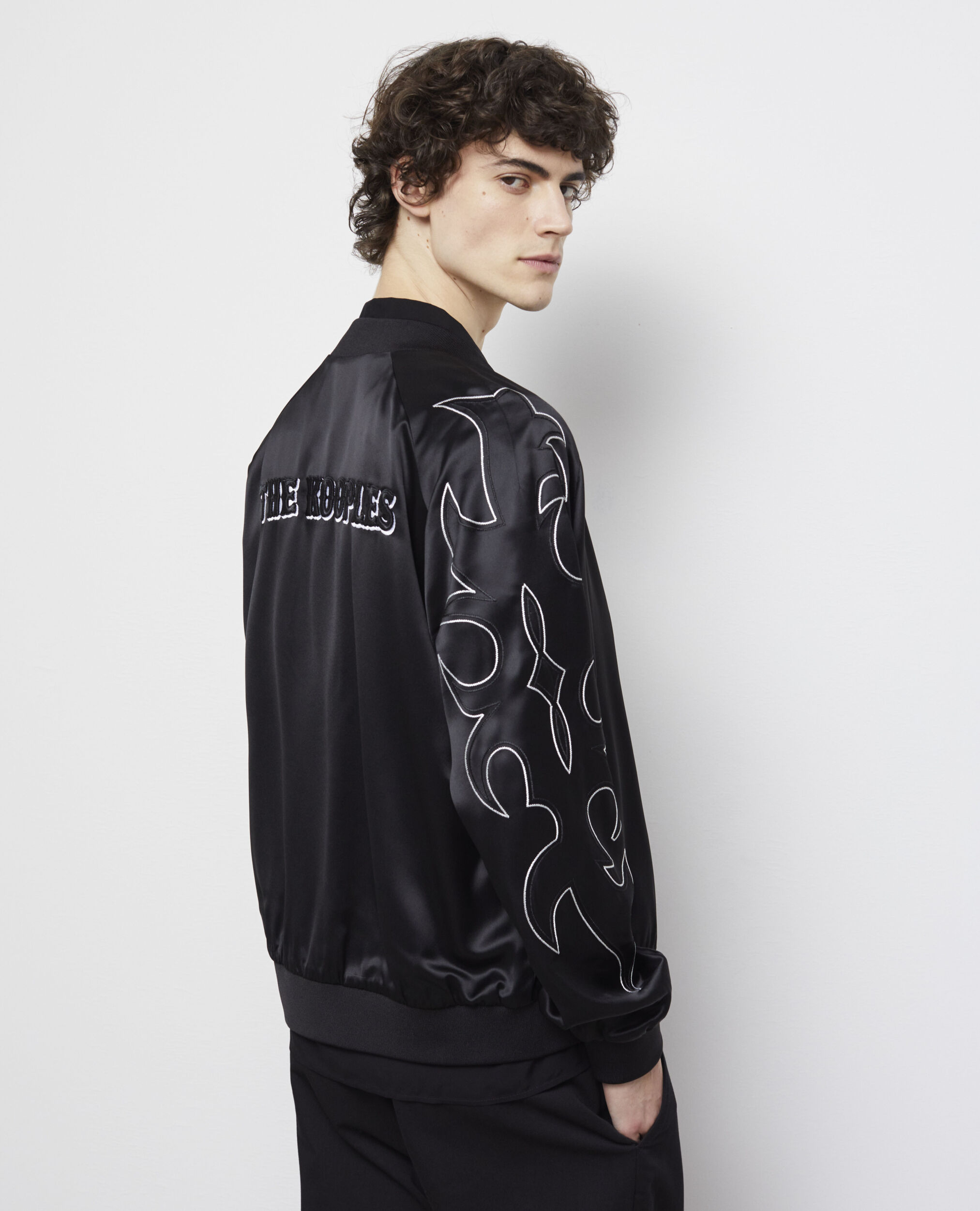Blouson Teddy noir avec broderies Western