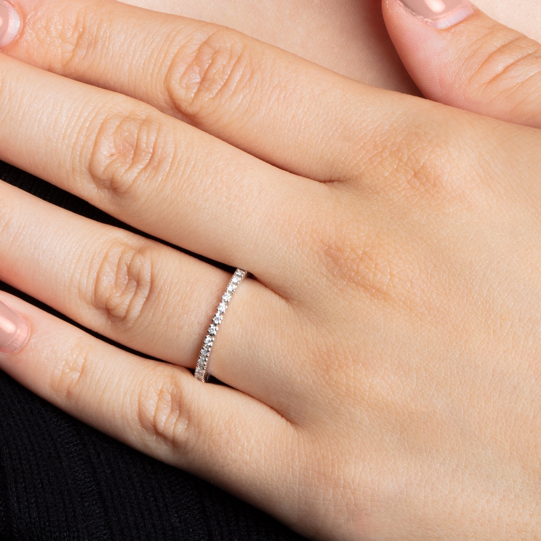 Mémoire-Ring 750/18 K Weissgold mit Diamanten 0.30 ct H/si