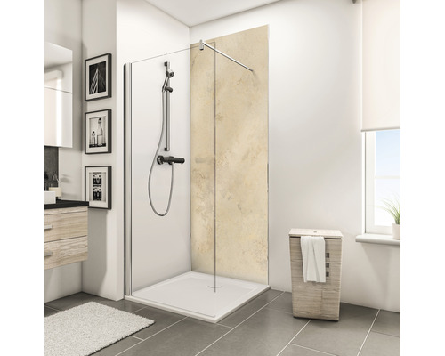 SCHULTE DecoDesign douchewandpaneel, steenlook, lichte kalksteen, hoogglans, 210 x 100 cm, D19010213 704