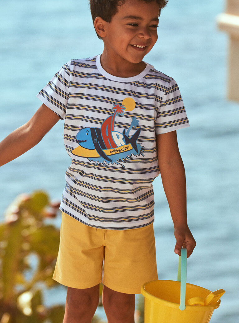 T-shirt et short écru et jaune en jersey