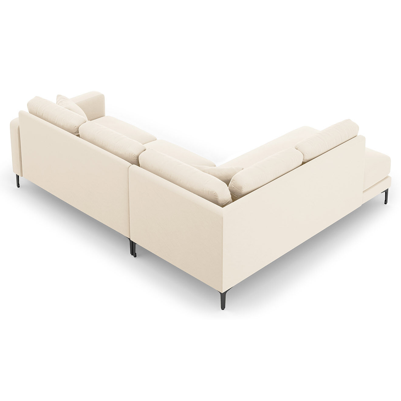 Mazzini Sofas Canapé d'angle Gauche Velours Venus 5 Places beige clair - 254x185x90 cm