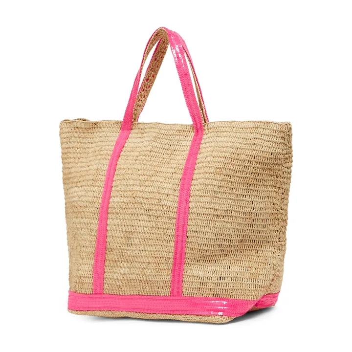 Vanessa Bruno Cabas Large Raphia et Sequins | Rose fluo