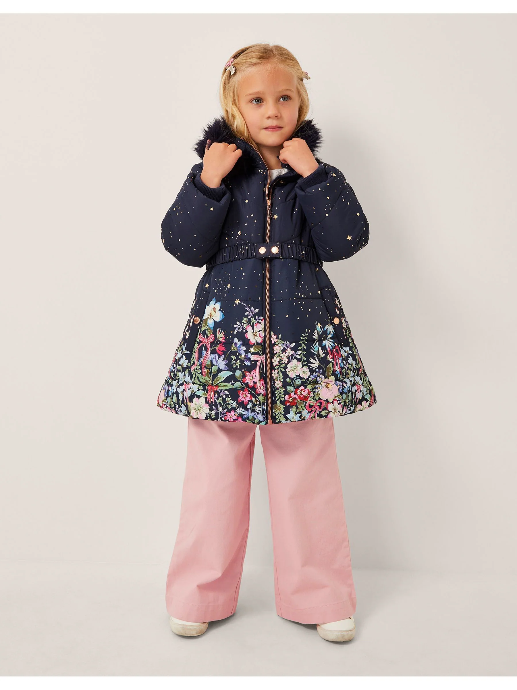 Monsoon Jas met capuchon met bloemenprint