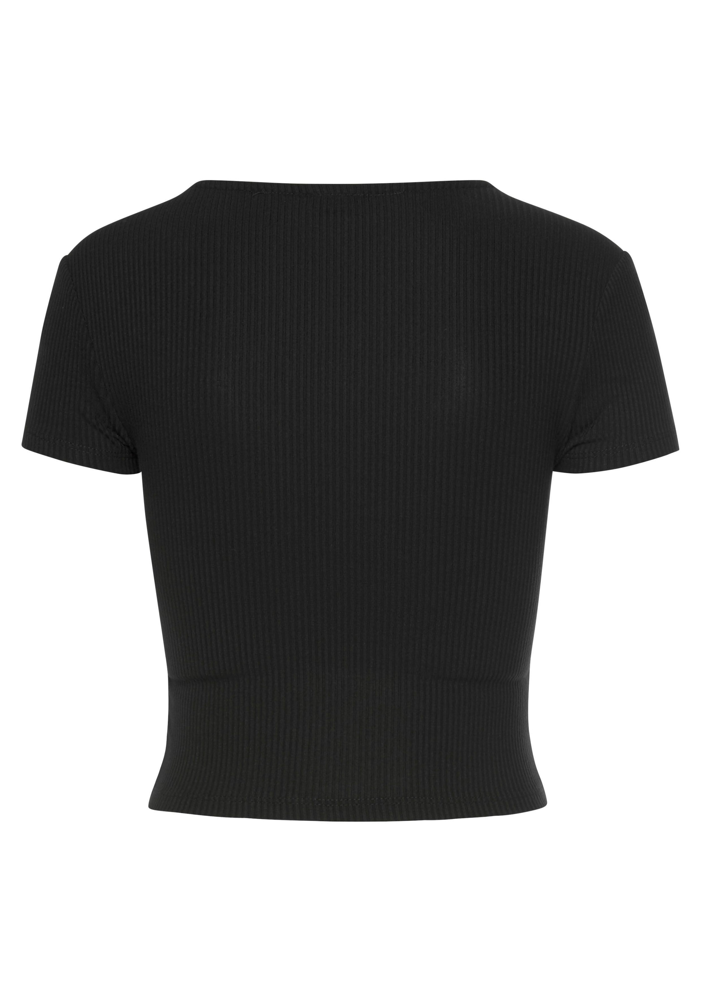 Buffalo Kurzarmshirt , mit Wickeloptik und V-Ausschnitt, T-Shirt, figurbetont, Basic
