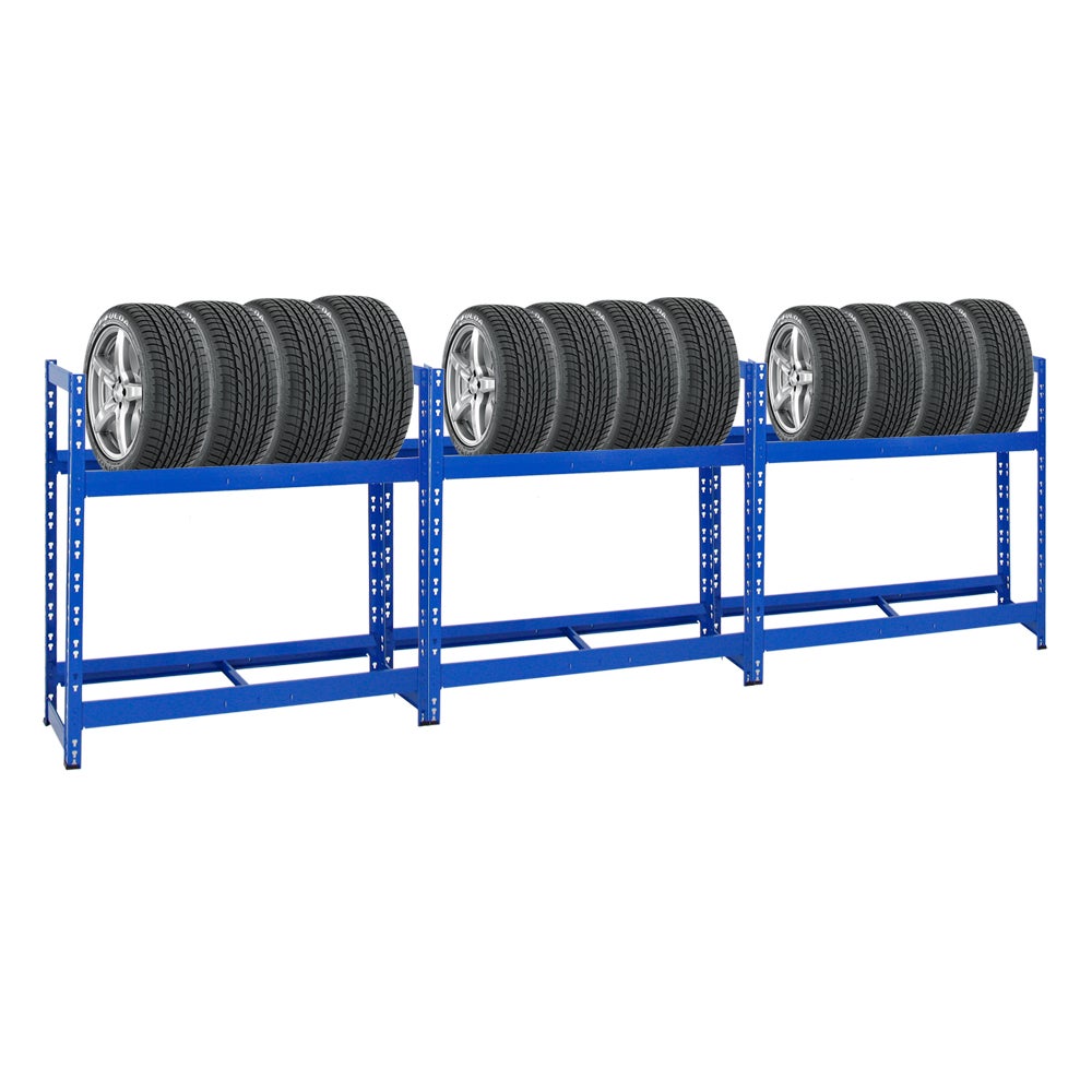 PROREGAL Mega Deal 3x Tiger Bandenrek HxBxD 100 x 110 x 35 cm Tot 24 Banden Blauw