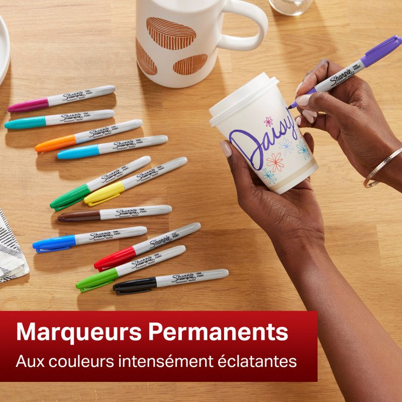 Marqueur permanent Sharpie pointe 1,5 à 3 mm - Pochette de 12