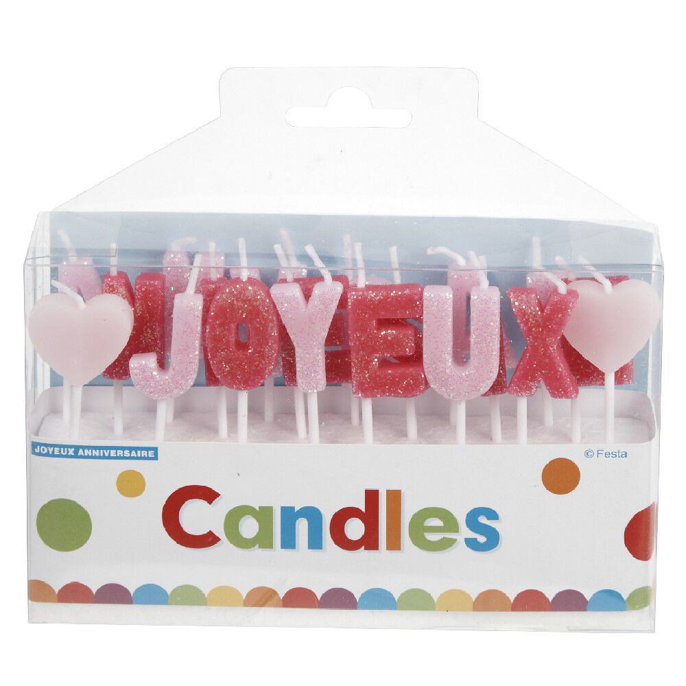 Bougies Joyeux anniversaire rose