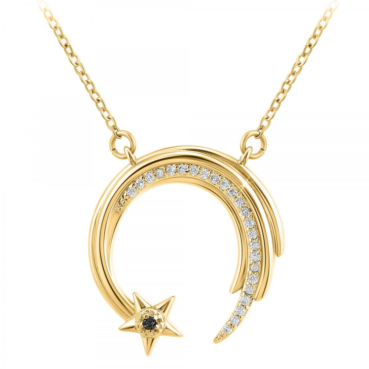 Collier Etoile Filante par SC Bohème orné d'un véritable diamant noir