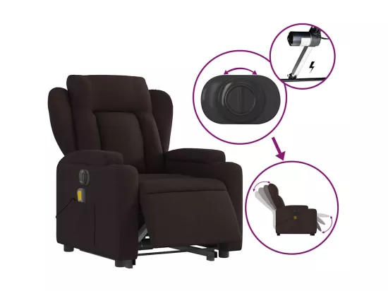 Fauteuil inclinable massant électrique Marron foncé Tissu