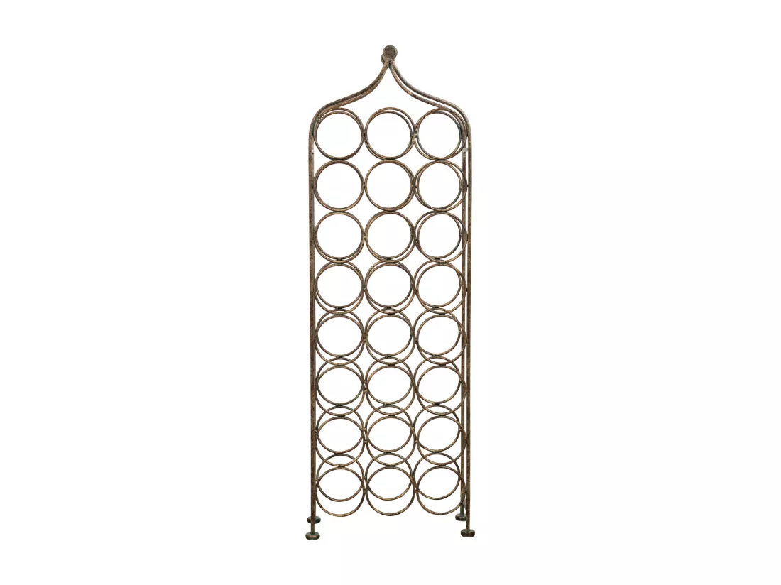 Porte-bouteille Vinique en fer forgé finition noir antique - 24 bouteilles - 36x16x106 cm
