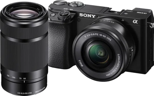 Sony a6100 ILCE-6100Y - Digitalkamera - spejlløst - 24.2 MP - APS-C - 4K / 30 fps - 3x optisk zoom 16-50 mm og 55-210 mm objektiver - Wi-Fi, NFC, Bluetooth - sort