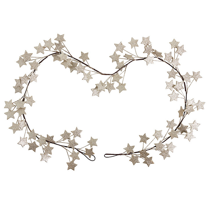 Guirlande de Noël articulée étoiles coloris champagne pailleté, L.183 cm
