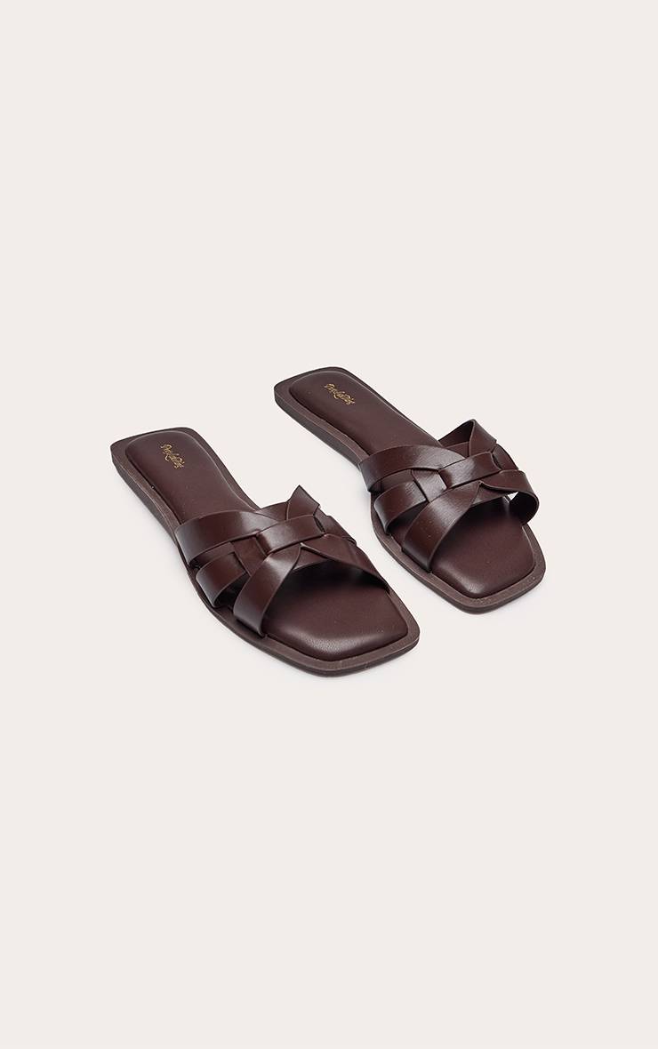 Chocolat Sandales Mules À Brides Multiples En Synthétiquecuir