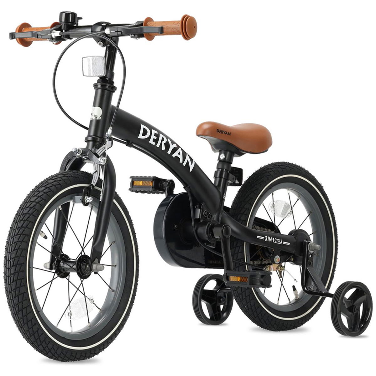 DERYANDERYAN   3in1 Kinderfahrrad schwarz 12 Zoll