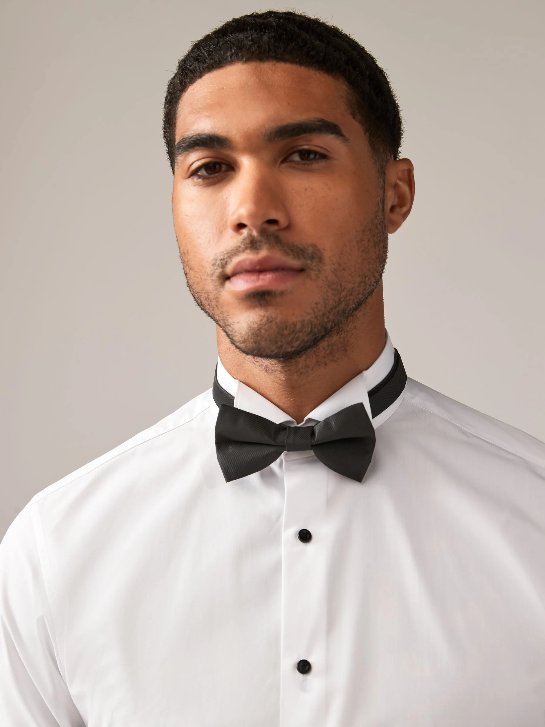 Wit/zwart - Slim Fit - Double Cuff Regular Fit Shirt And Bow Tie Pack