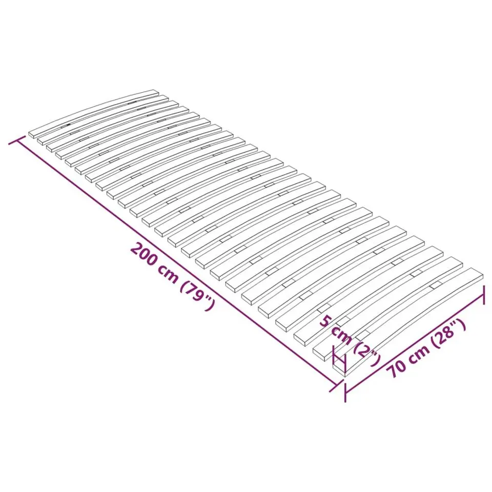 vidaXL - Lattenbodem met 24 latten - Bruin - Hout - 70 x 200 cm