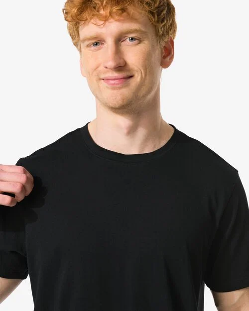 2 t-shirts homme regular fit col rond extra long noir