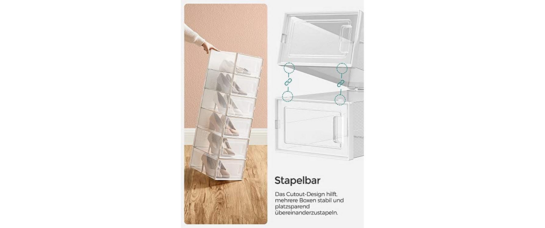 Schuhschrank stapelbar 18-er Set, TransparentSchuhboxen
