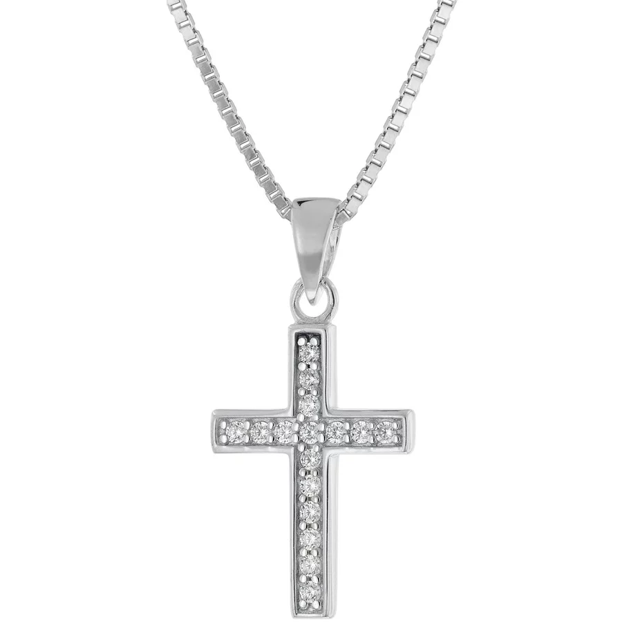 trendor Kreuz-Anhänger für Mädchen Weißgold 585  14K an Silberkette silver