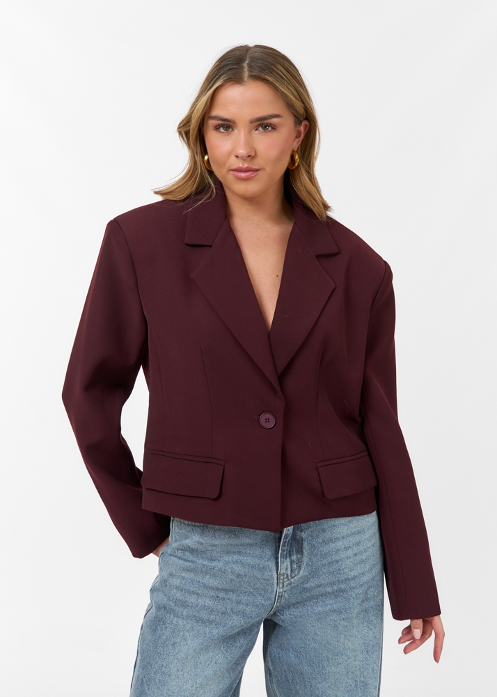 Audrey cropped blazer burgundy
