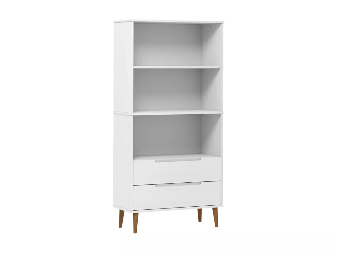 Bibliothèque MOLDE Blanc 85x35x170,5 cm Bois massif de pin