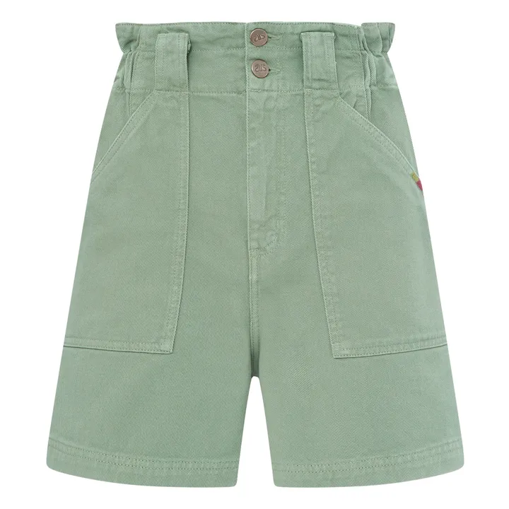 Alma Deia Short Denim Paper Bag Coton Bio | Vert pistache