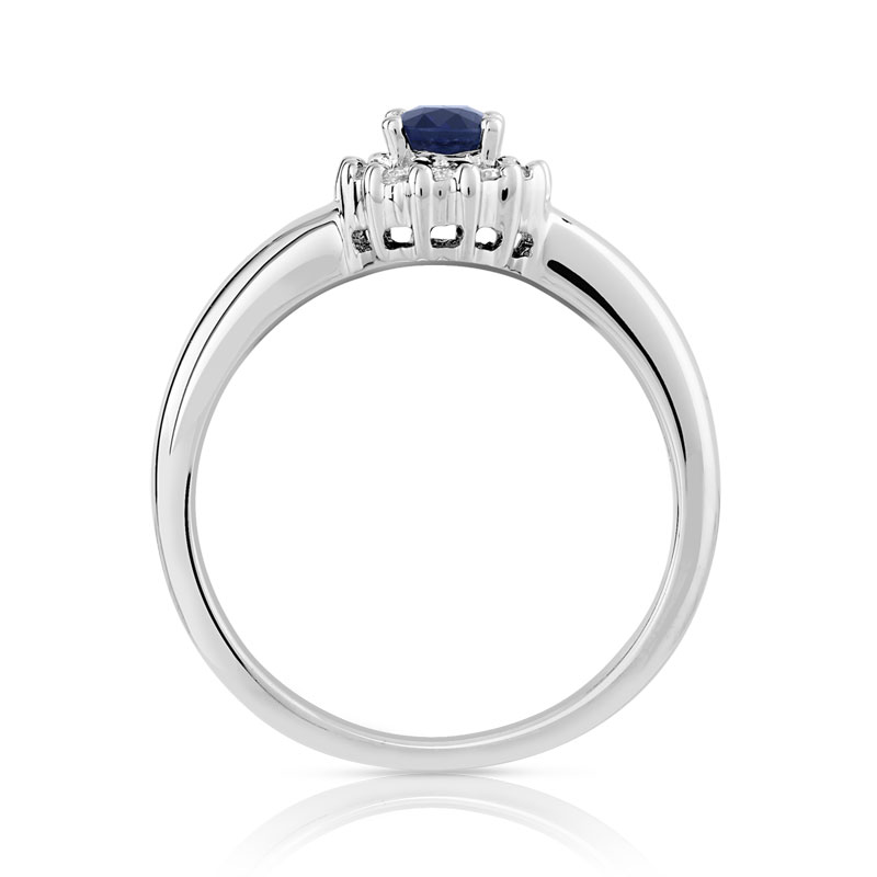 Bague or 750 blanc saphir et diamant