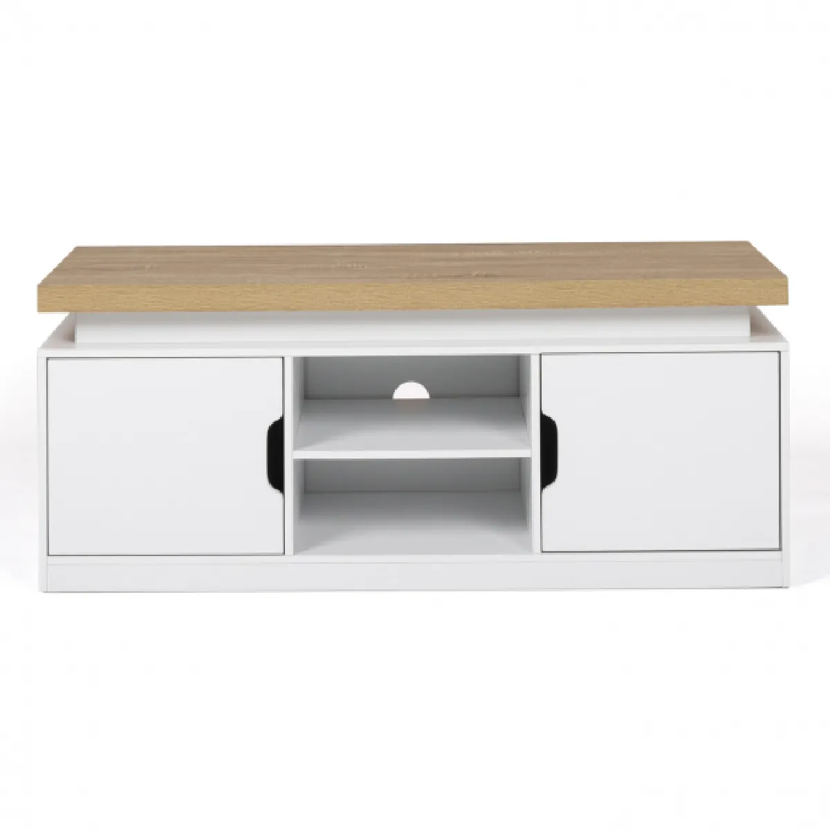 Idmarket MARKET Meuble TV LUNA - Blanc/Bois