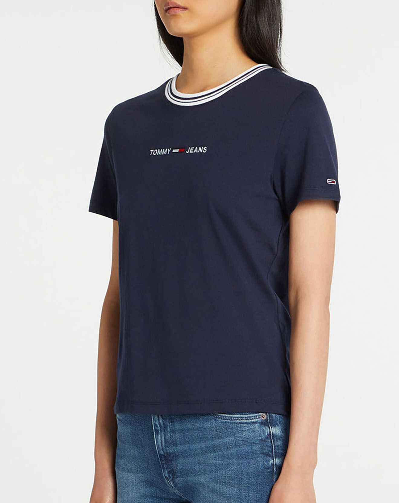Tommy Jeans T-Shirt logo ringer bleu marine