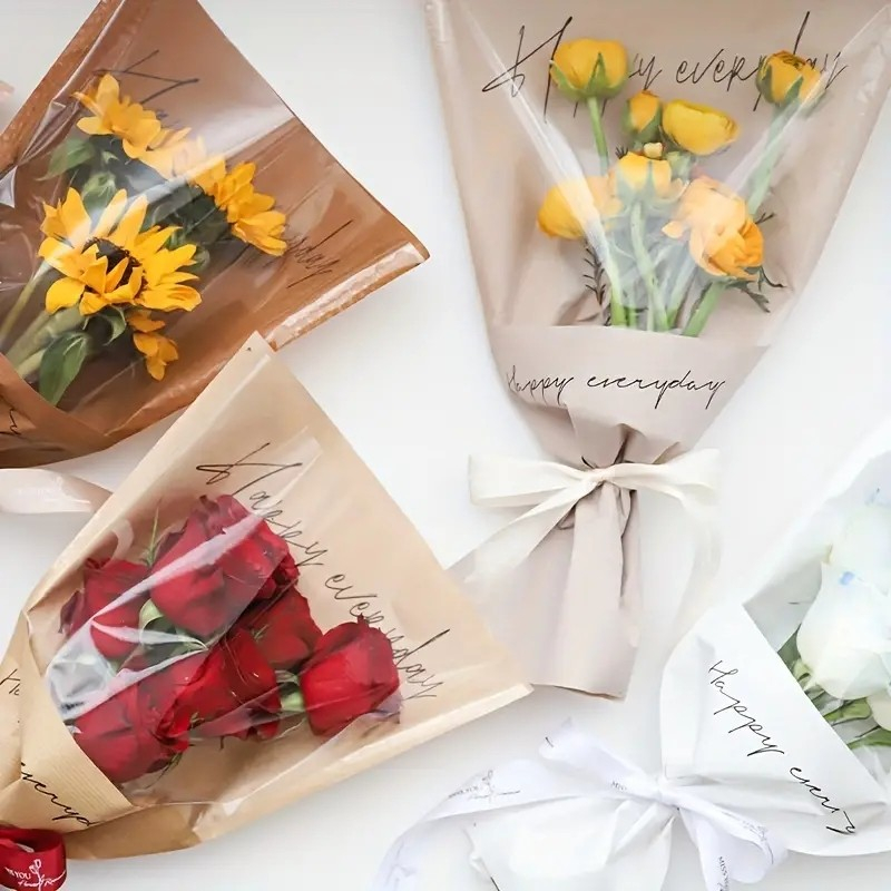 (20er Set) 44x28cm Blumenstrauss Geschenk Papier Deko Verpackung Floristik Bouquet Kraftpapier - Braun