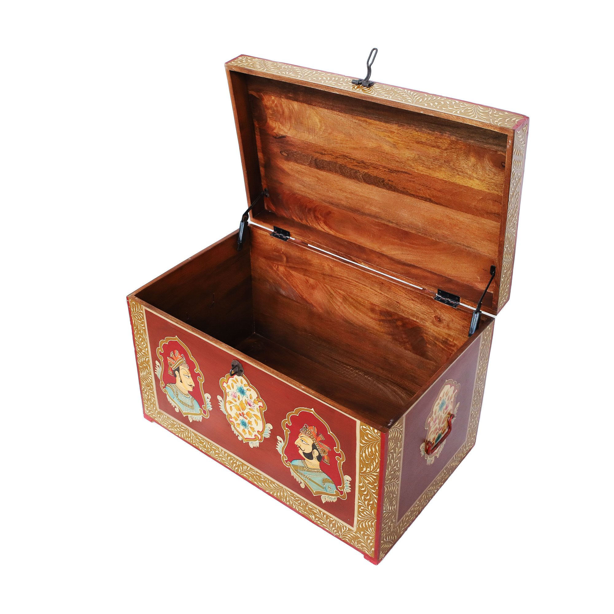 Holztruhe bemalt, rot, B 85 cm, H 50 cm, L 50 cm von fischer's lagerhaus