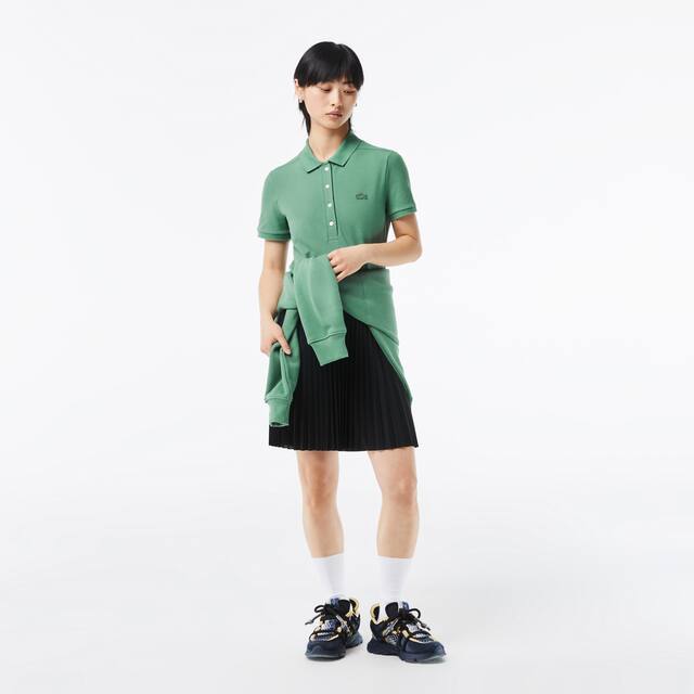 Polo L.12.D slim fit en mini piqué stretch Manches Courtes - Vert - Lacoste - Femme