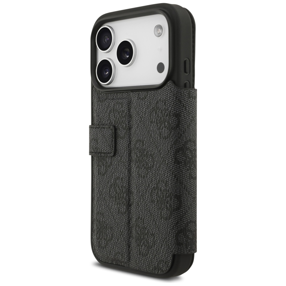 iPhone 17 Pro Leder Tasche Book 4G Metal Logo (GUBKP17L4GMGGR) - Schwarz