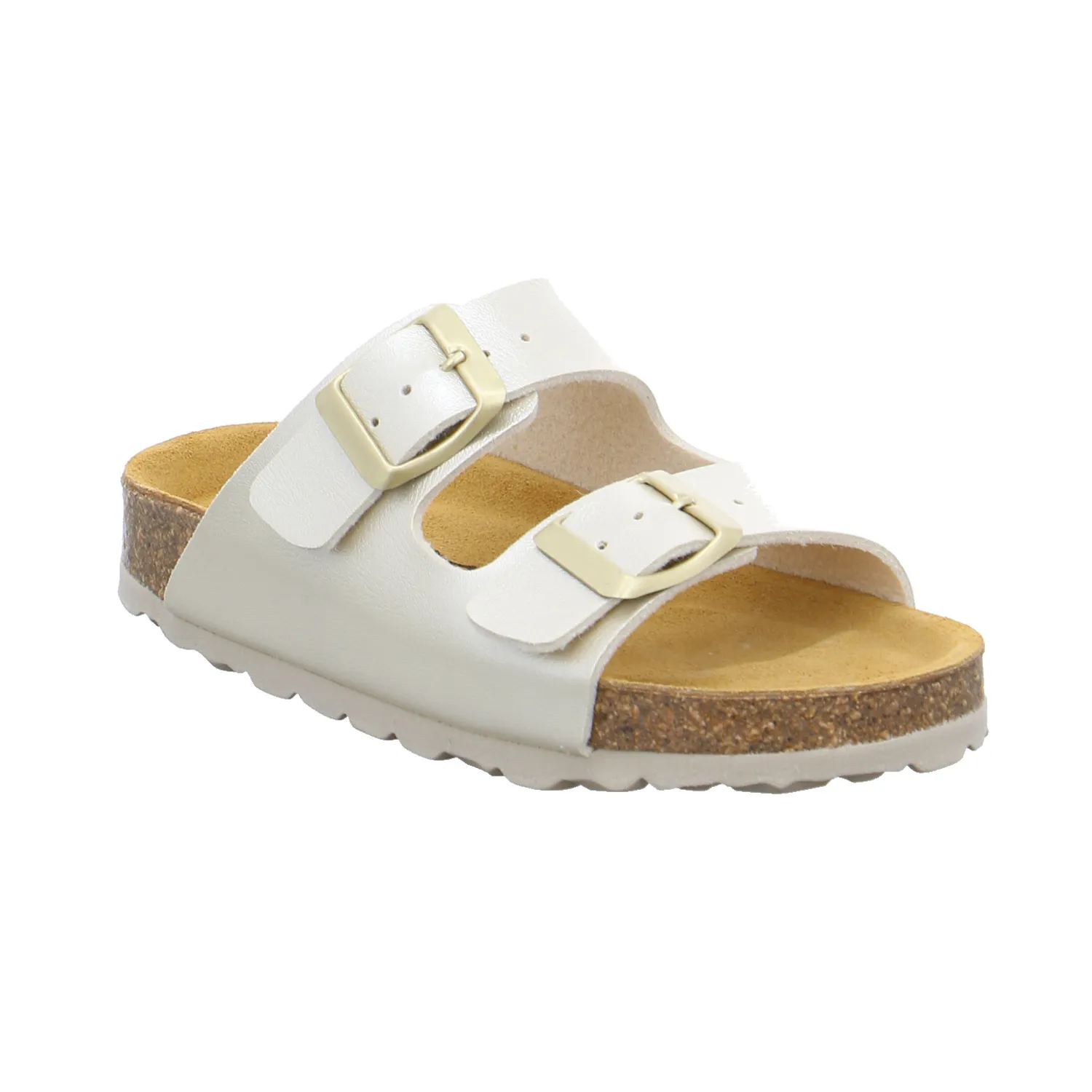 BIOLife Kinder-Pantolette Offwhite Lederimitat  Mädchen