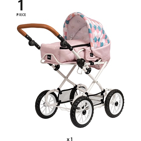 BRIO Kombi dukkevogn, dråbemønster, pink