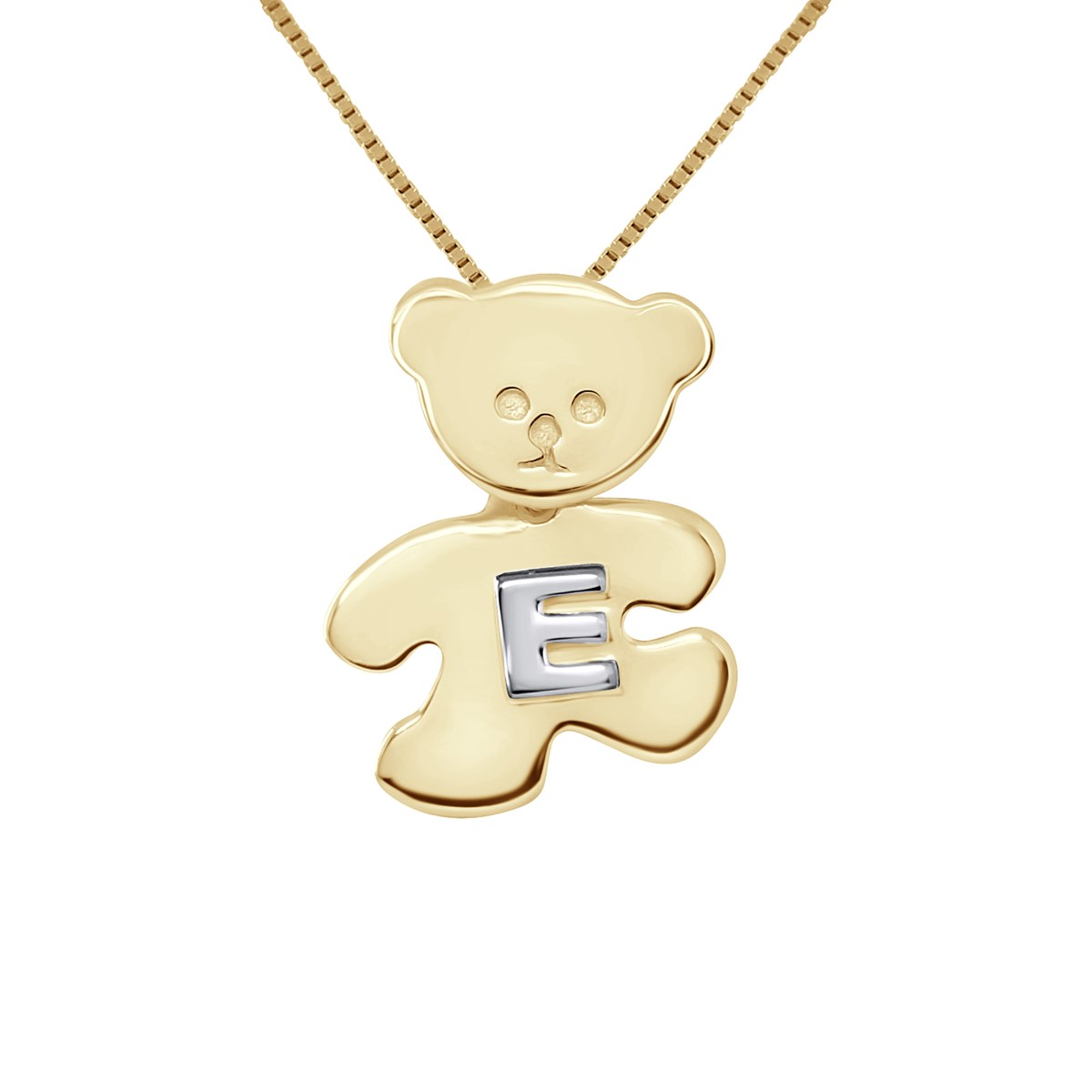 Pendentif OURSON plaqué Or Jaune - Lettre E Argent