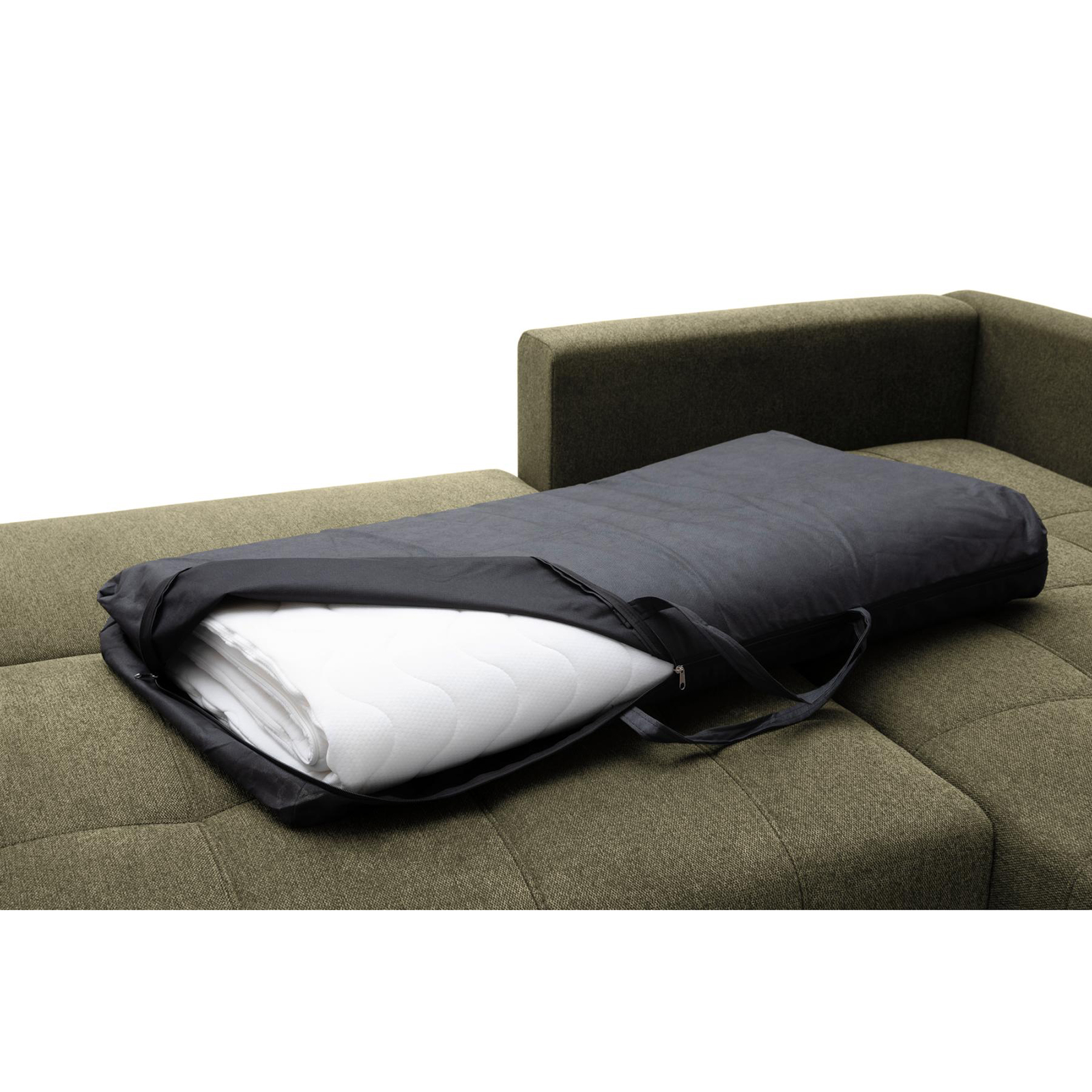 Ecksofa - green - Boxspringfederung - Liegefunktion - Holzfüße