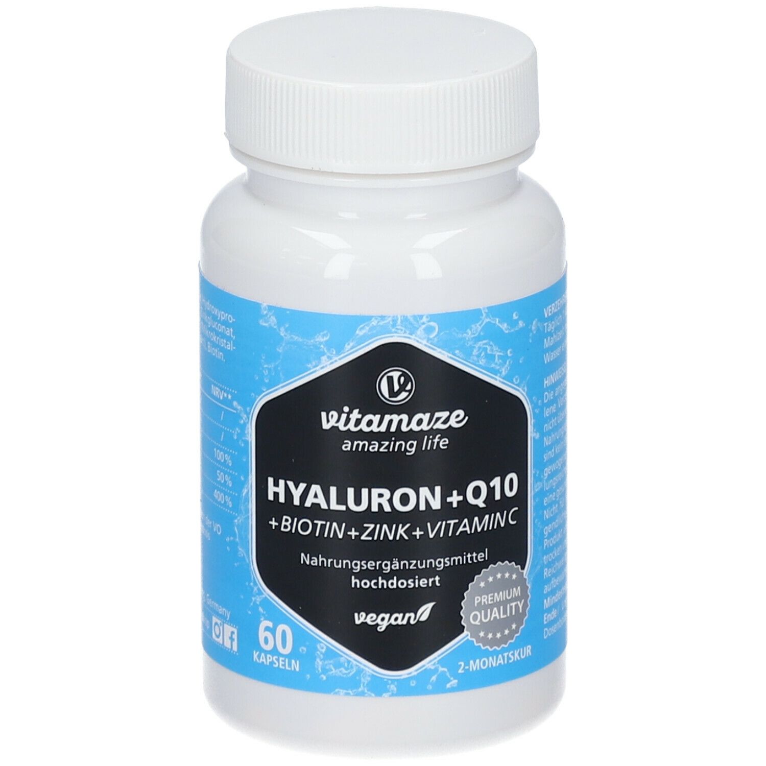 HYALURONSÄURE 200 mg hochdosiert + Coenzym Q10 vegan