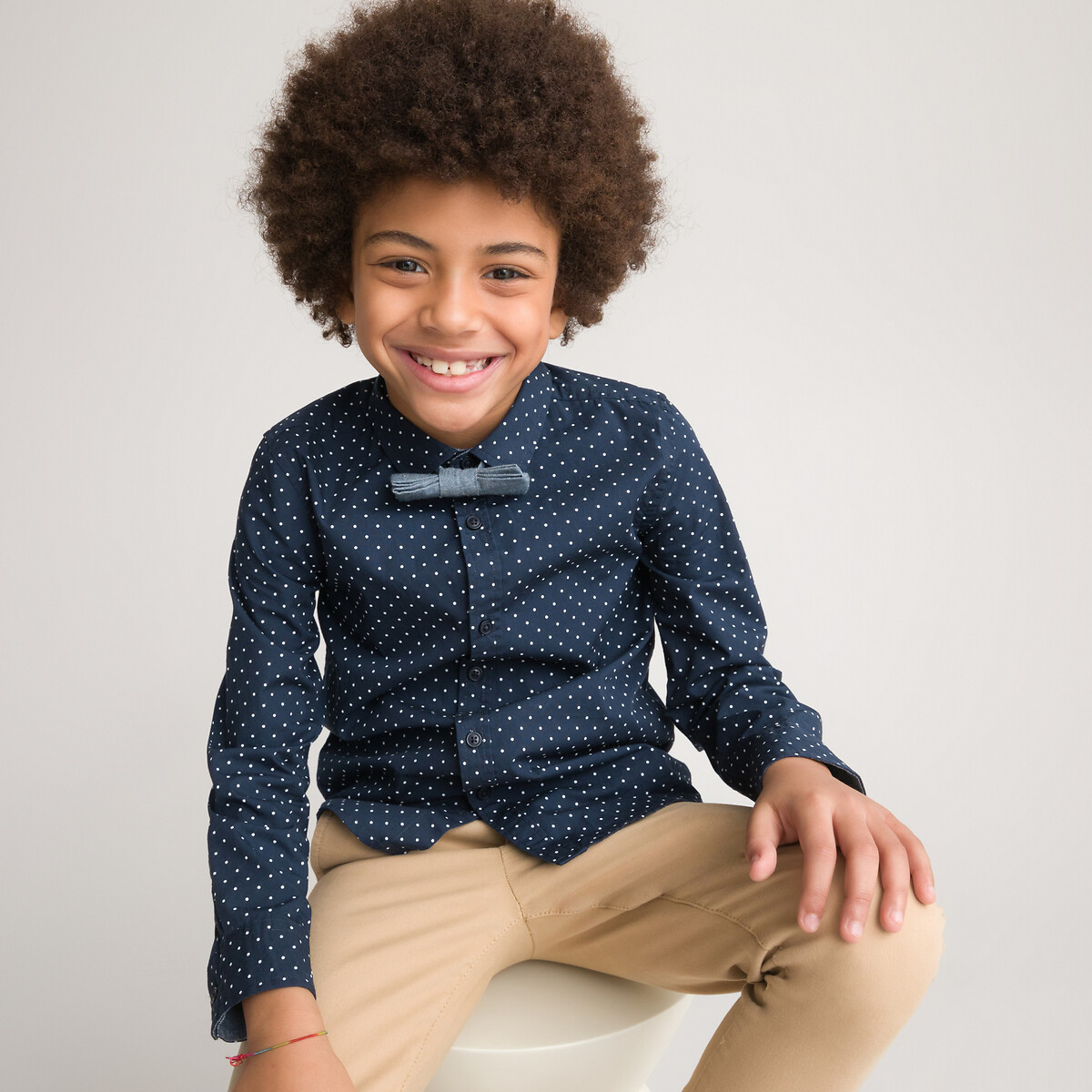 COLEÇÕES LA REDOUTE<br>Camisa estampada, gravata borboleta removível