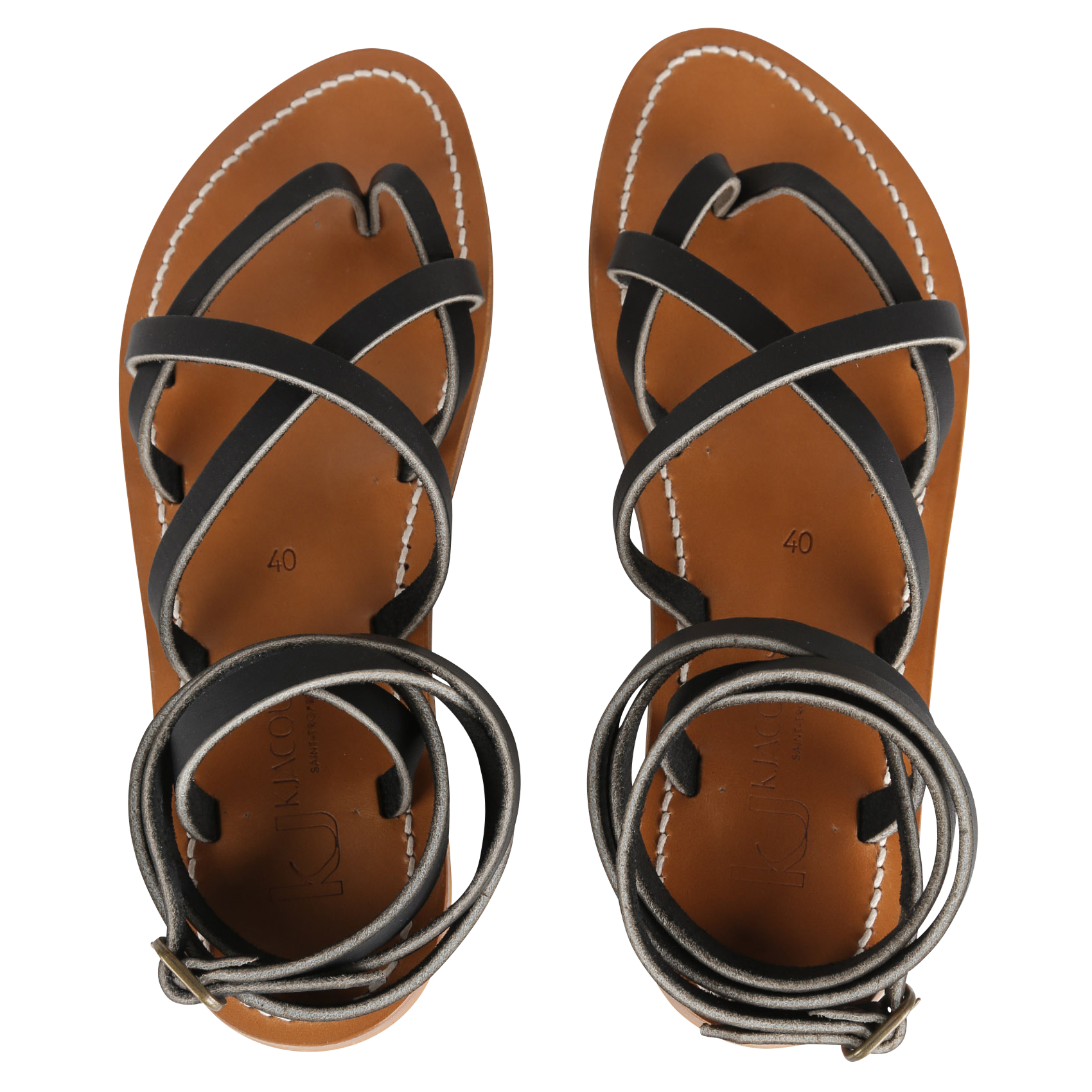 ZENOBIE - Sandales plates en cuir | Noir