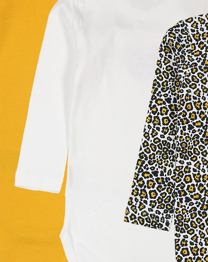 Langarm-Body NBFBODY ANIMAL 3er-Pack in weiß/gelb