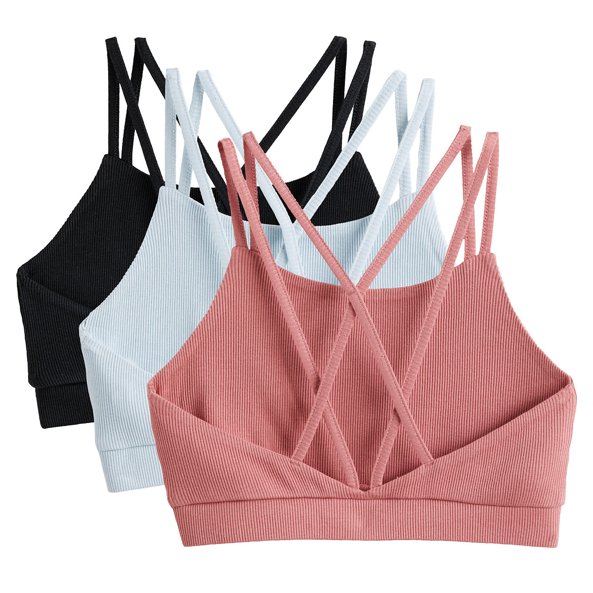 COLEÇÃO LA REDOUTE<br>Conjunto de 3 bustiês de algodão