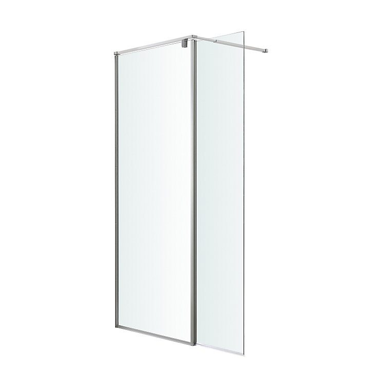Paroi de douche walk in et volet GoodHome Ezili transparent alu brossé 80 + 38 cm