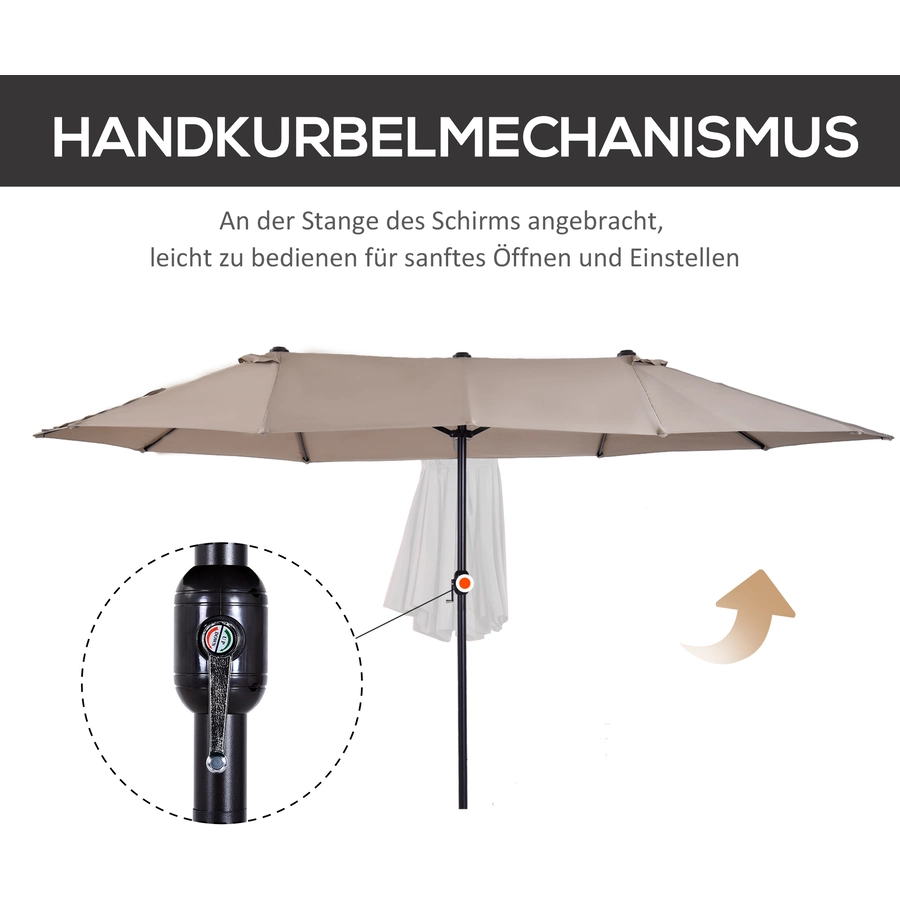 Outsunny Marktschirm mit Handkurbel kaffeebraun