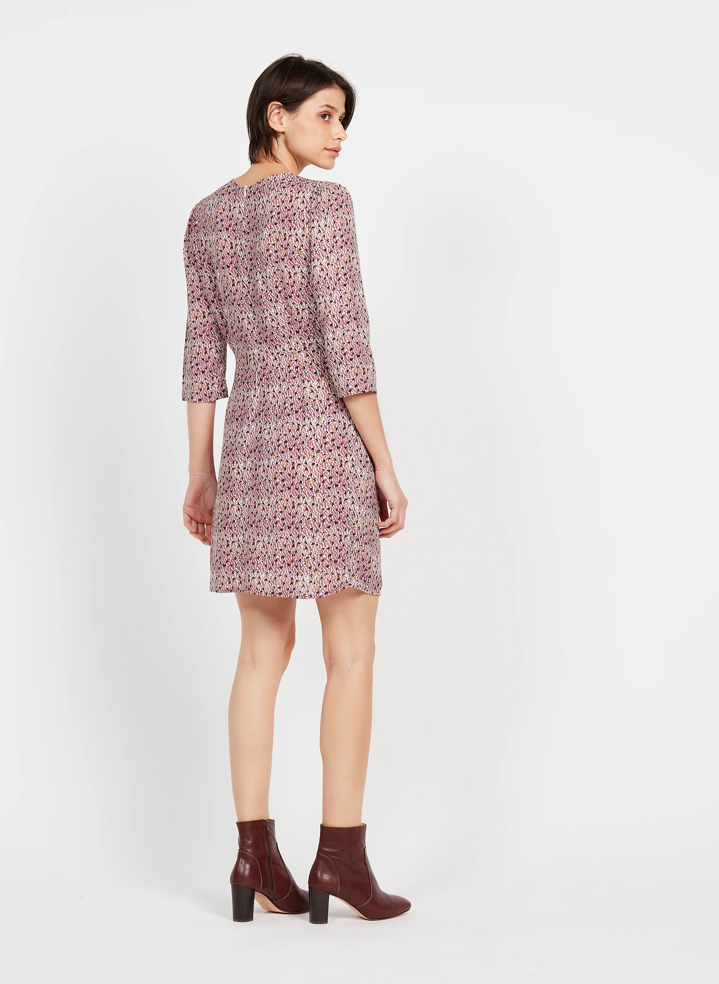 MADELE VI - Robe courte col rond imprimée| Multicolore