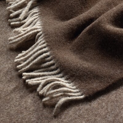 Schurwolldecke Merinowolle, Beige-Braun