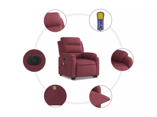 Fauteuil inclinable massant électrique Rouge bordeaux Tissu