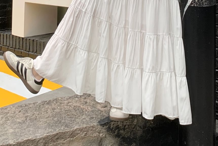 ZENME - Hoge taille effen maxi A-lijn rok