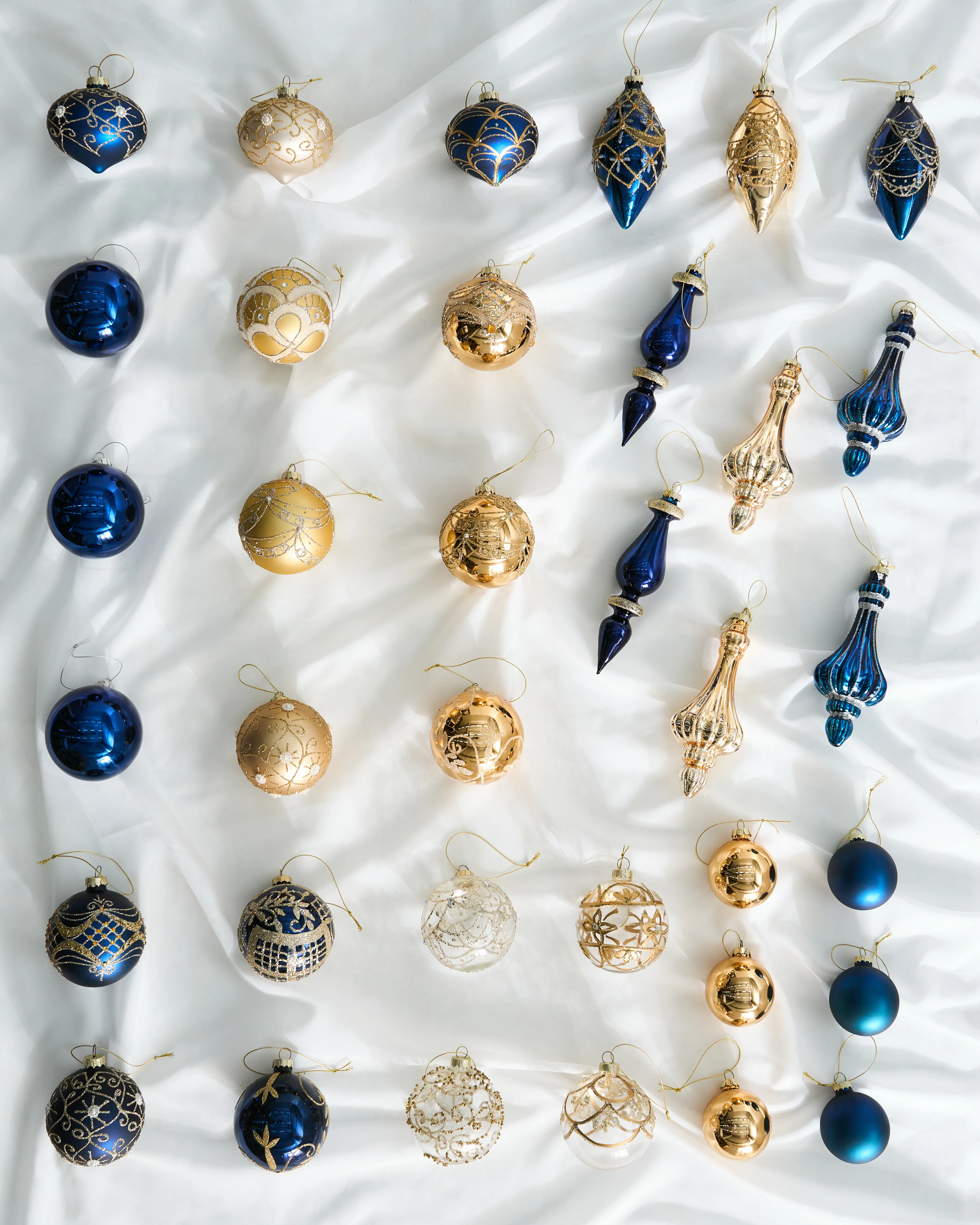 Set van 35 kerstballen ICEDROP Glas Blauw/goud