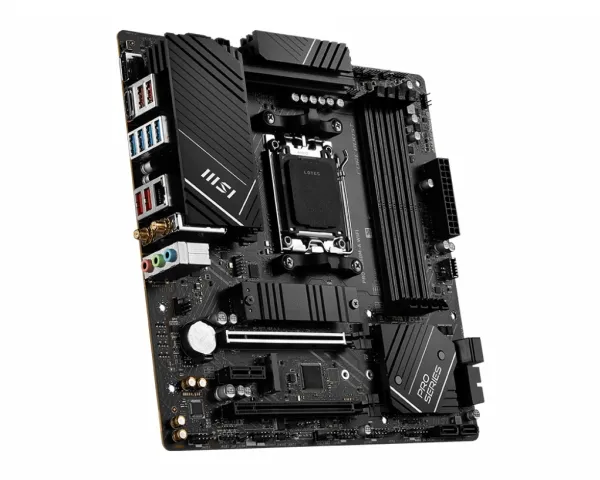 MSI PRO B650M-A WIFI - Bundkort - micro ATX - Socket AM5 - AMD B650 Chipset - USB-C 3.2 Gen2, USB 3.2 Gen 2, USB 3.2 Gen 1 - 2.5 Gigabit LAN, Wi-Fi 6E, Bluetooth - onboard grafik (CPU påkrævet) - HD Audio (8-kanaler)